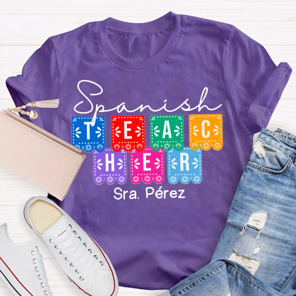 Personalized Name Spanish Bilingual Teacher T-shirt