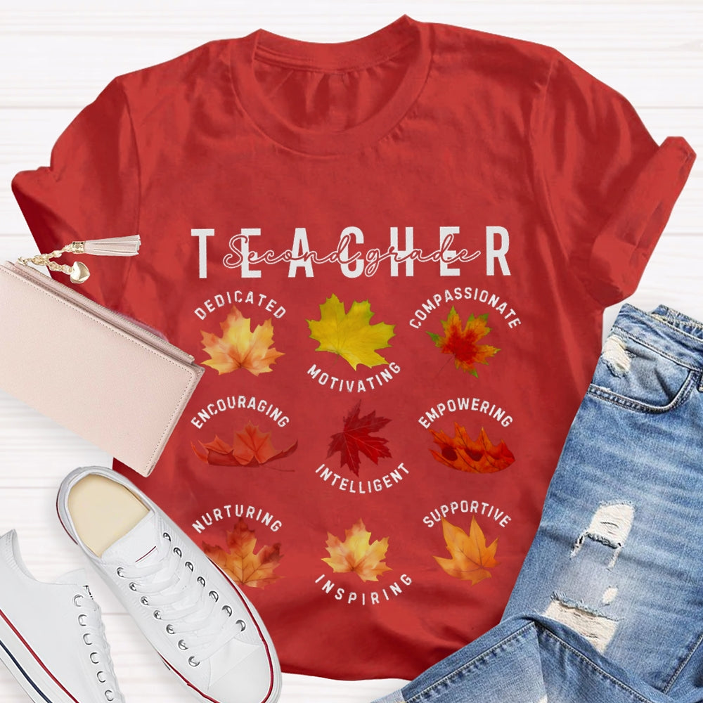Personalized Grade Second Grade Dedicated Motivating Compassionate Supportive T-shirt