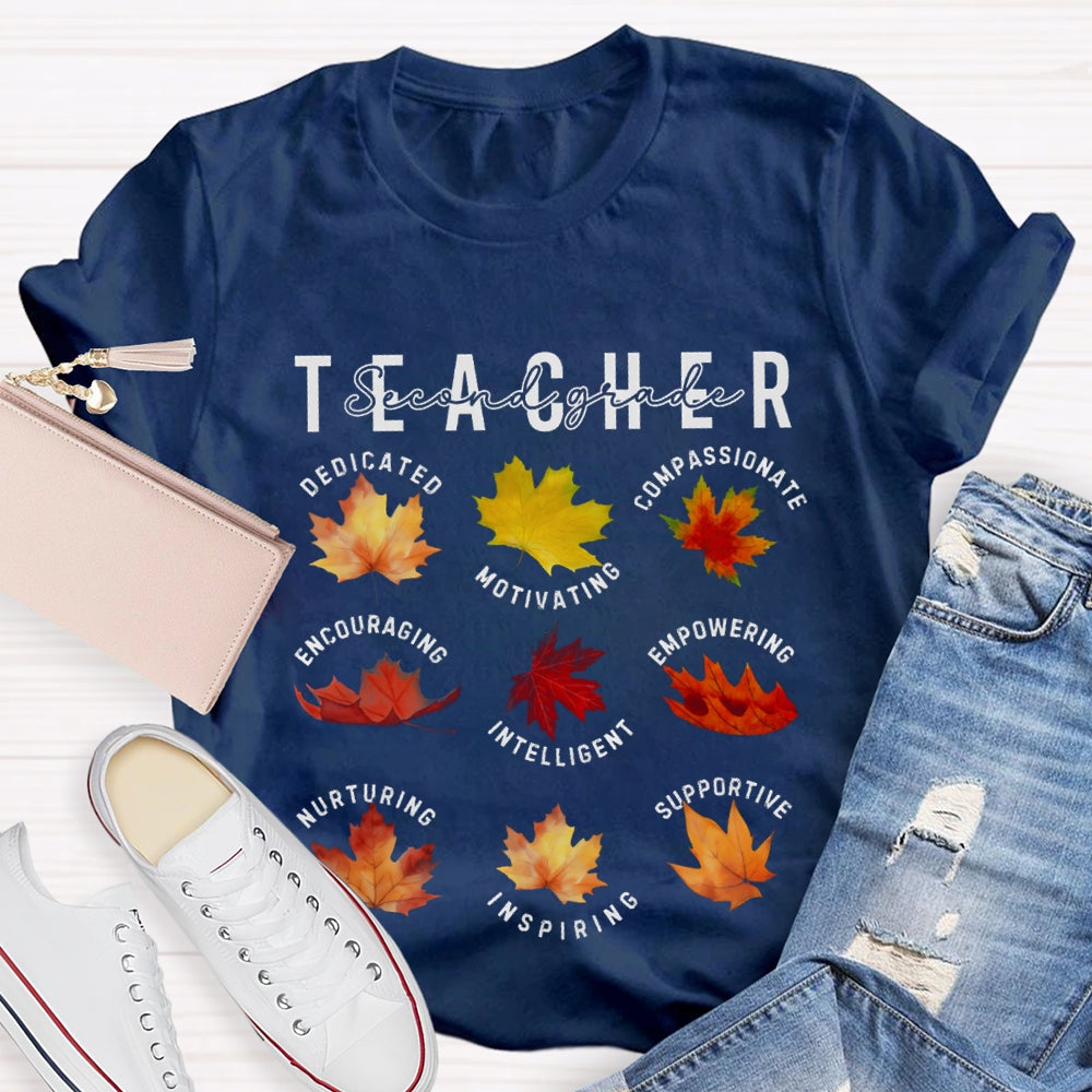 Personalized Grade Second Grade Dedicated Motivating Compassionate Supportive T-shirt