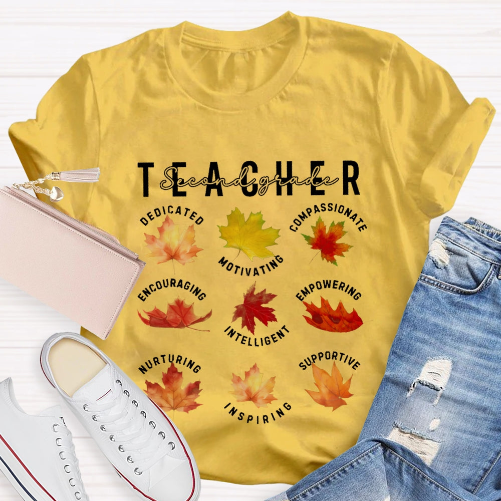 Personalized Grade Second Grade Dedicated Motivating Compassionate Supportive T-shirt