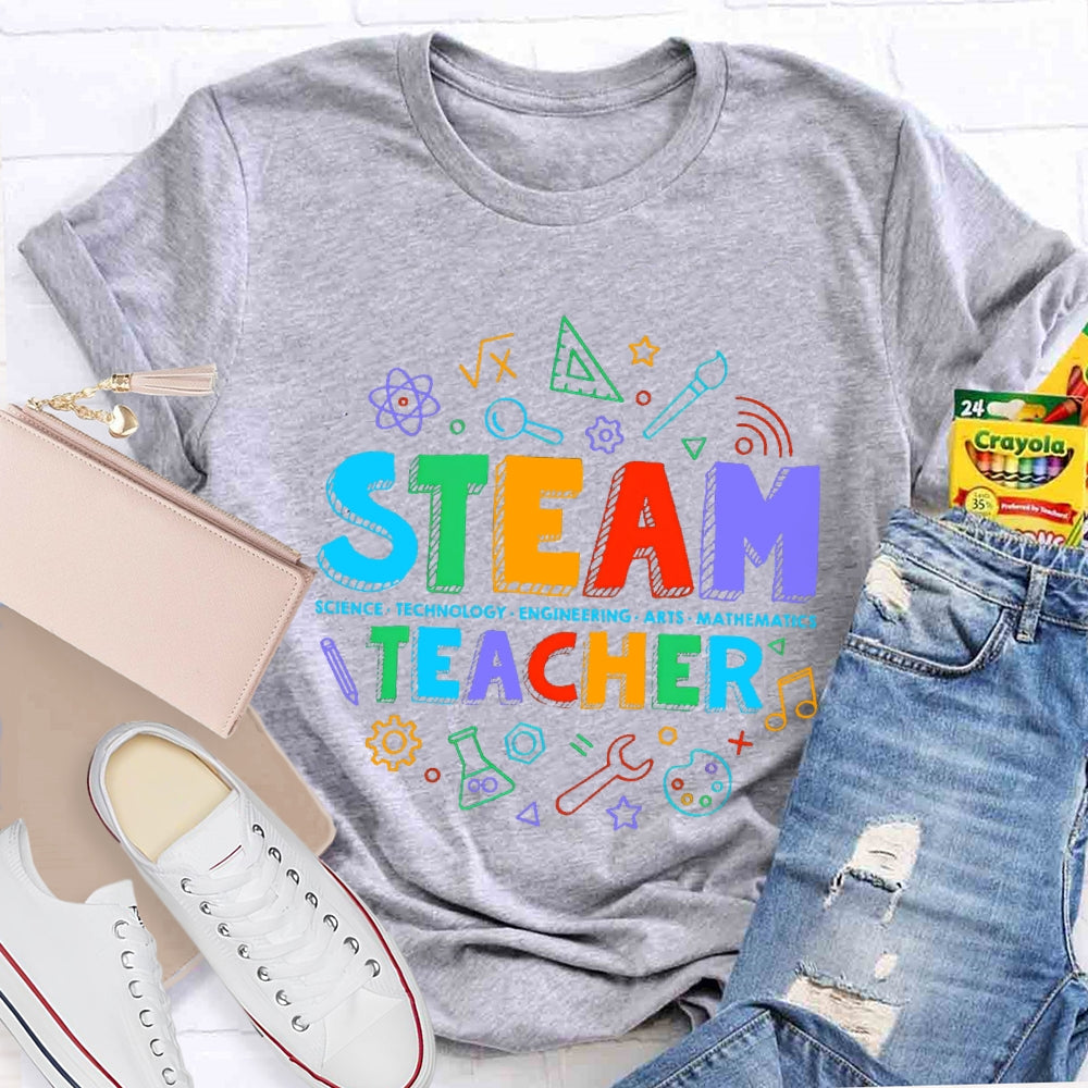 STEAM Teacher Science Technology Engineering Art Math  T-Shirt