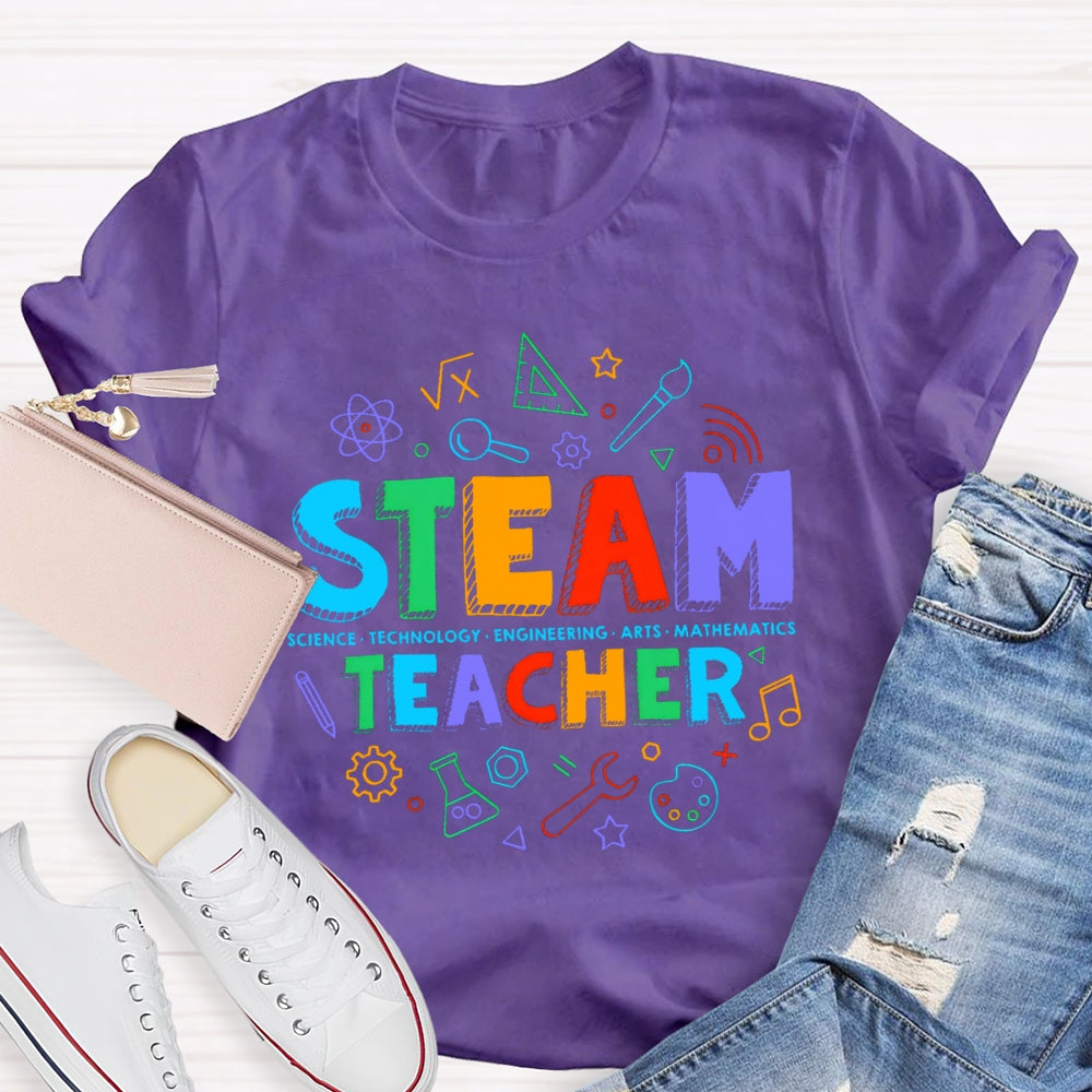 STEAM Teacher Science Technology Engineering Art Math  T-Shirt