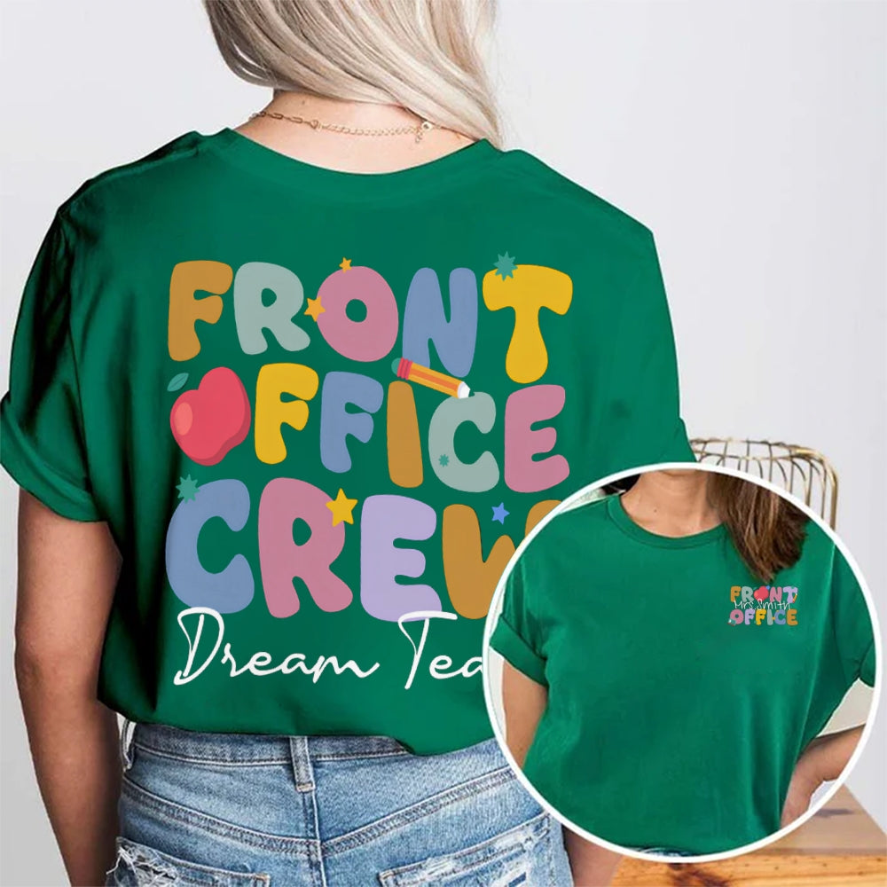 Personalized Name Front Office Dream Team Double Printed T-Shirt
