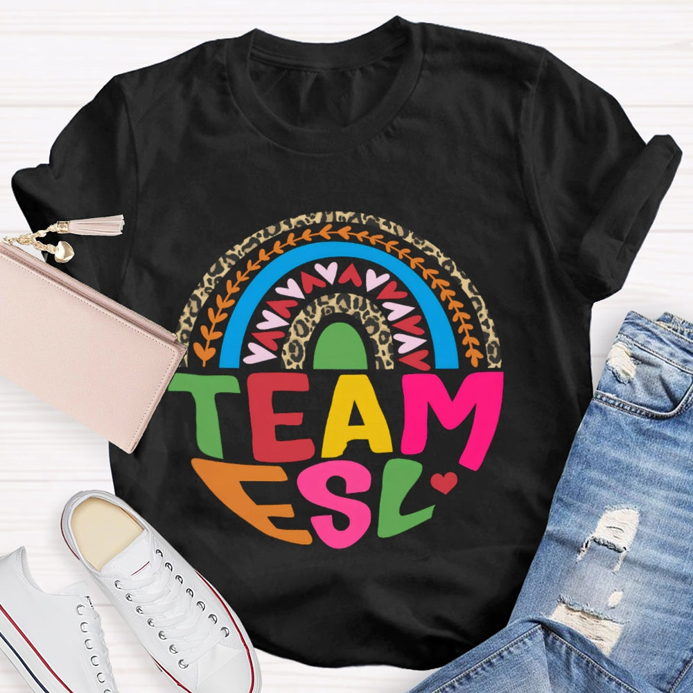 Team Esl Rainbow Heart T-shirt