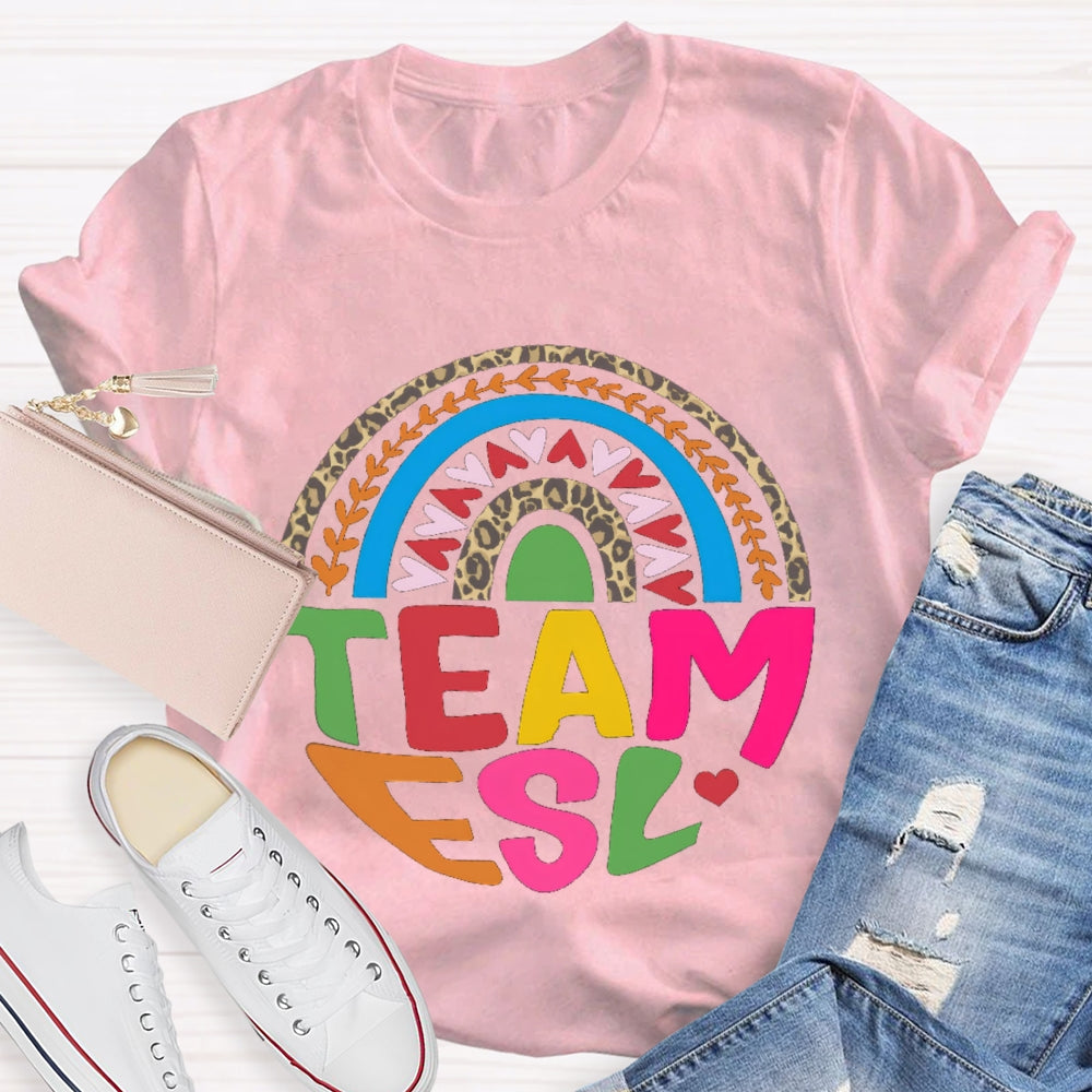 Team Esl Rainbow Heart T-shirt