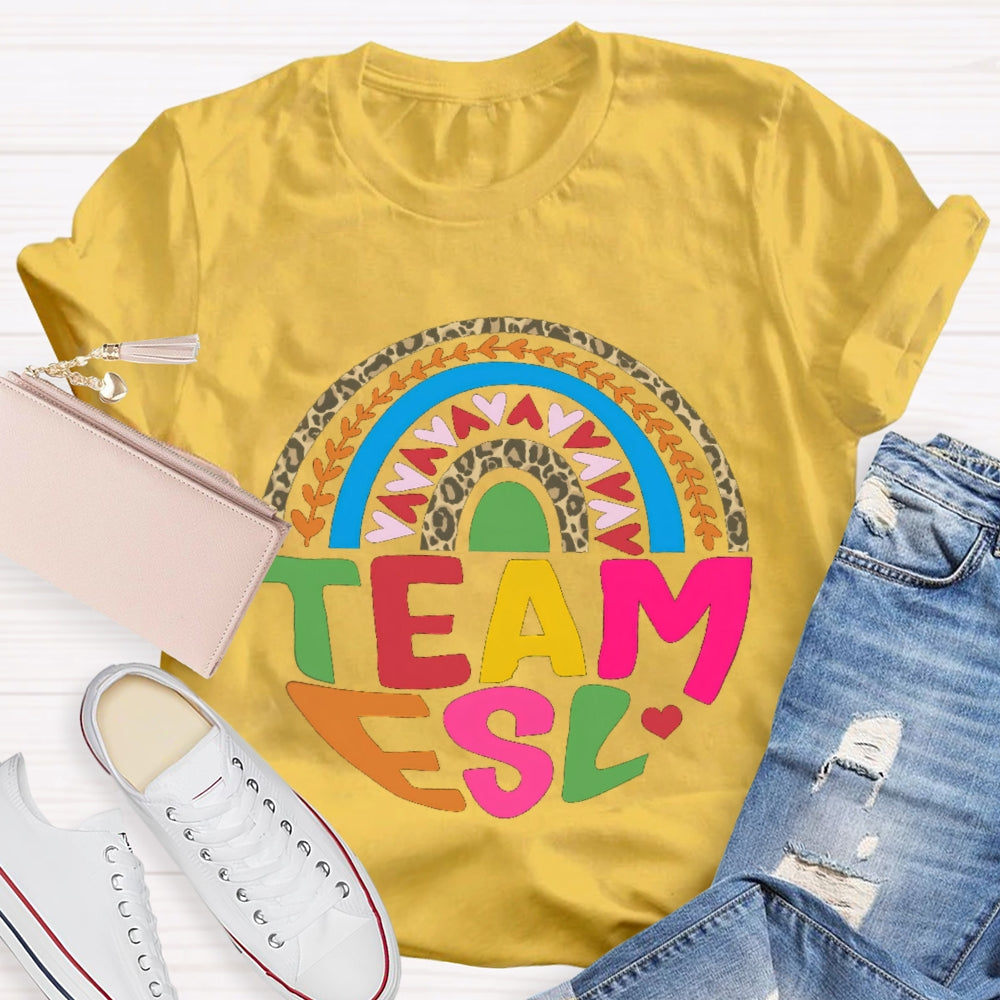 Team Esl Rainbow Heart T-shirt