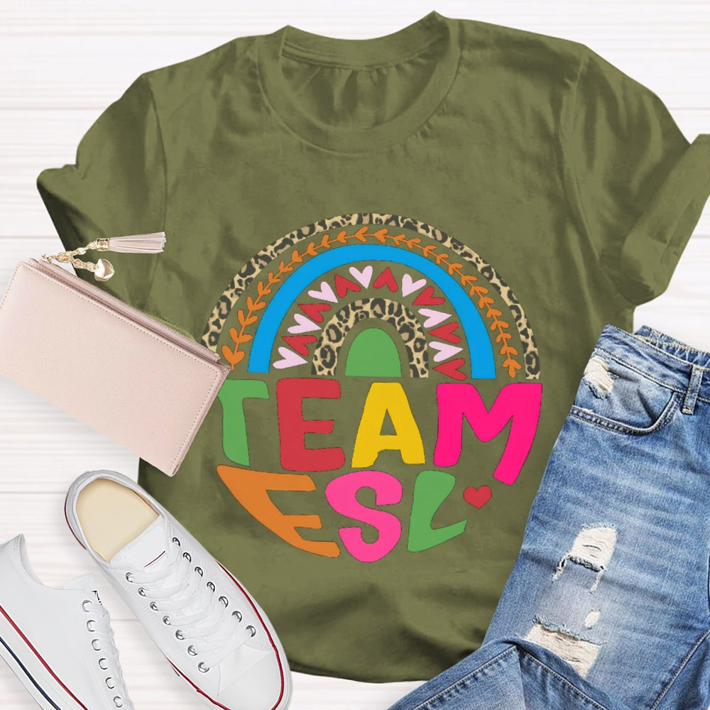 Team Esl Rainbow Heart T-shirt