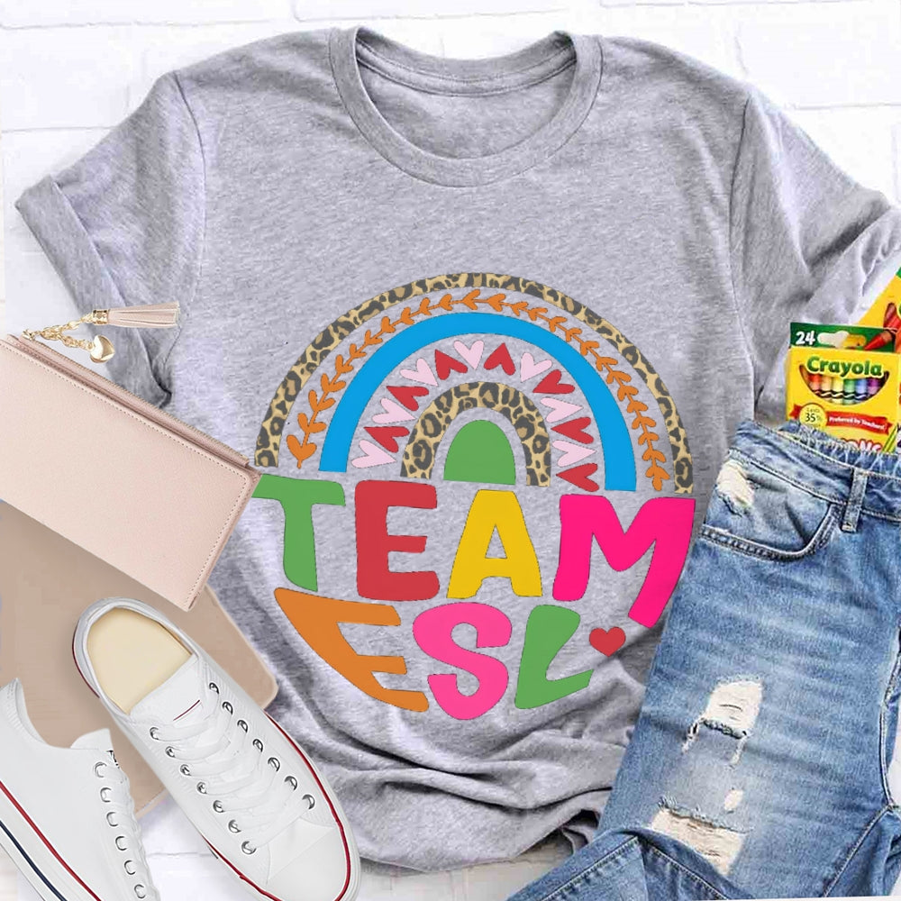 Team Esl Rainbow Heart T-shirt