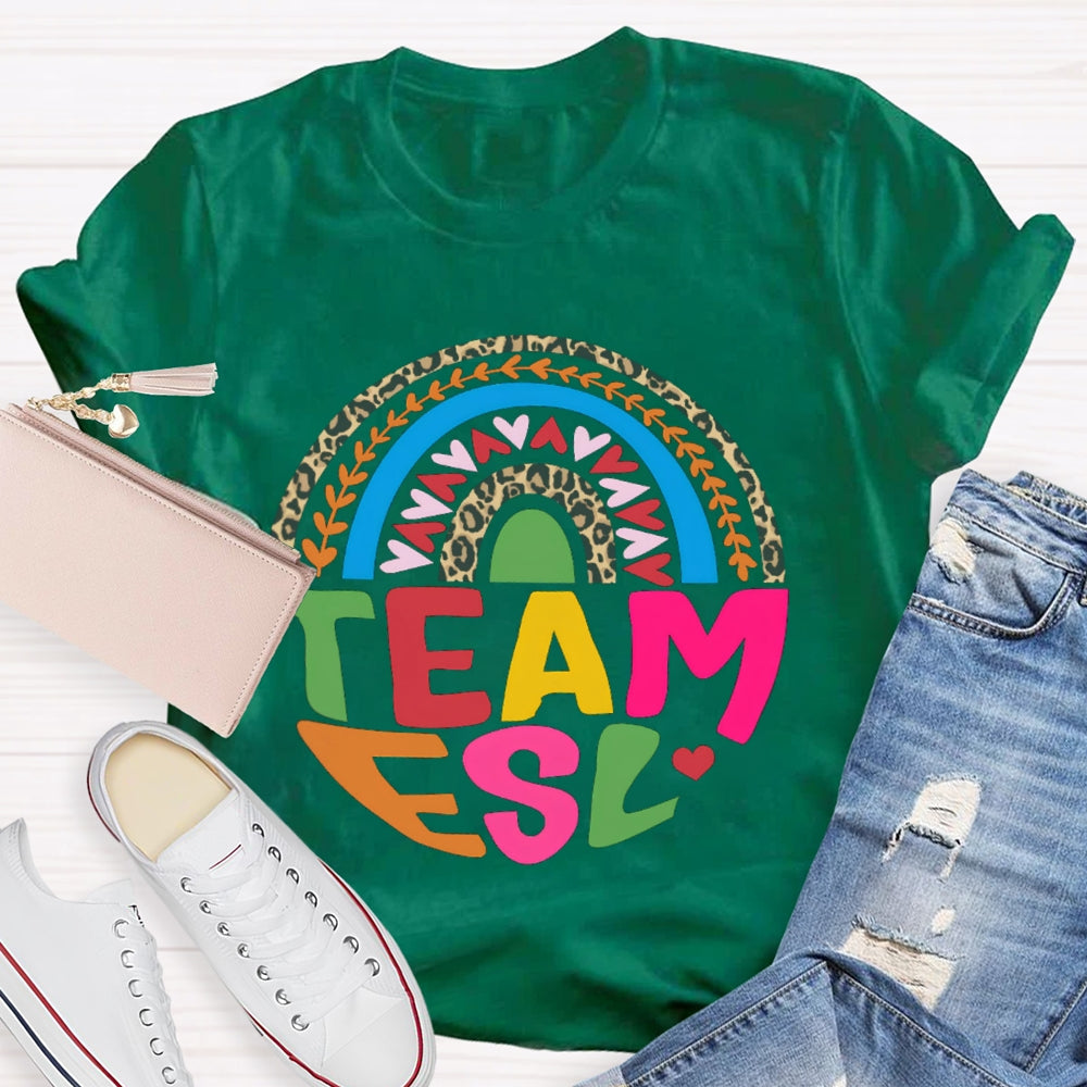 Team Esl Rainbow Heart T-shirt