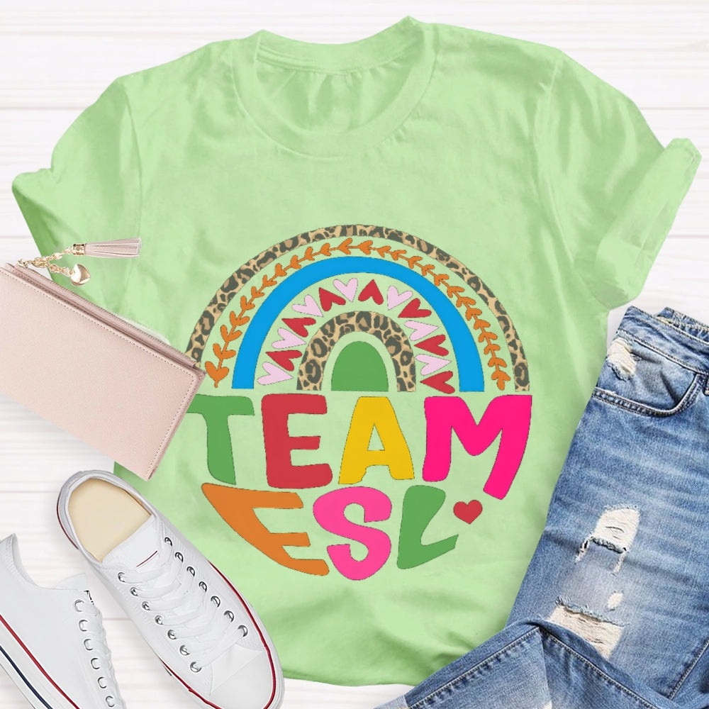 Team Esl Rainbow Heart T-shirt