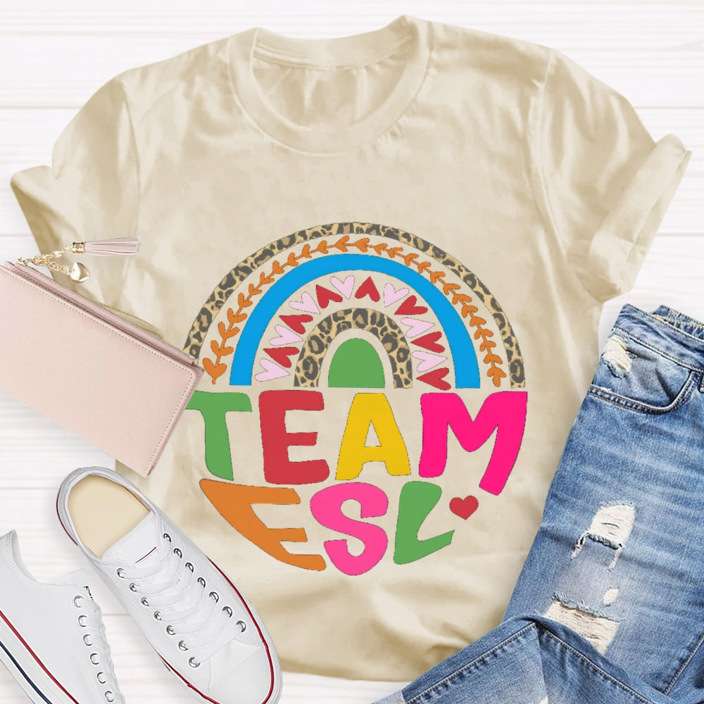 Team Esl Rainbow Heart T-shirt