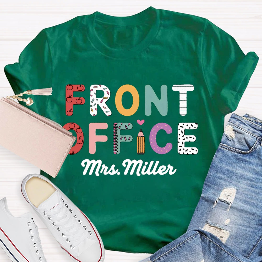 Personalized Name Front Office Colored Letters T-shirt