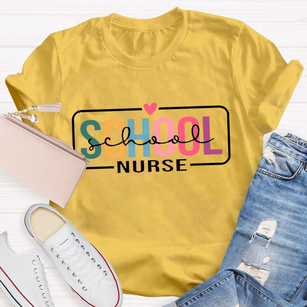 School Nurse Double Funny Letters Print T-shirt