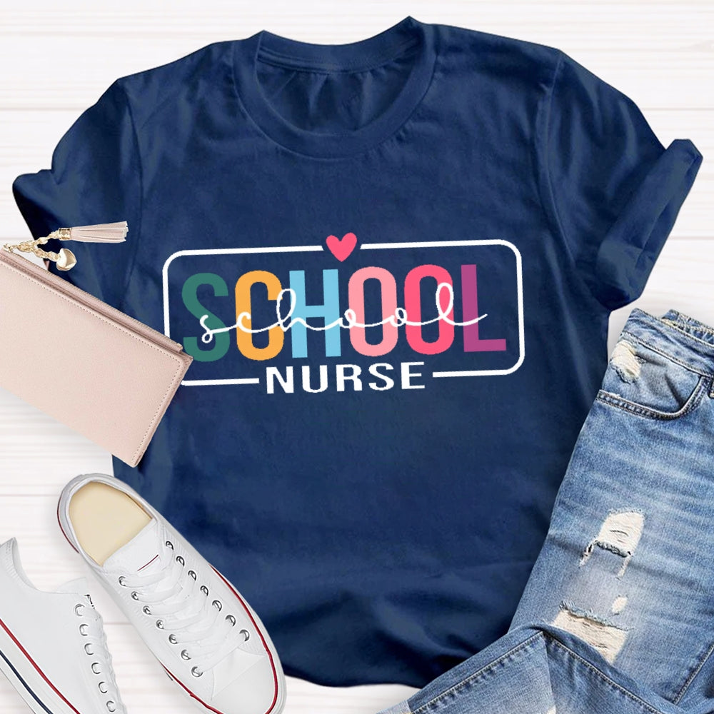 School Nurse Double Funny Letters Print T-shirt