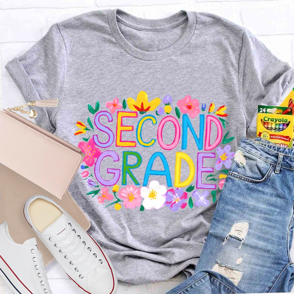 Personalized  Grade Second Grade  Funny Letter Print T-shirt
