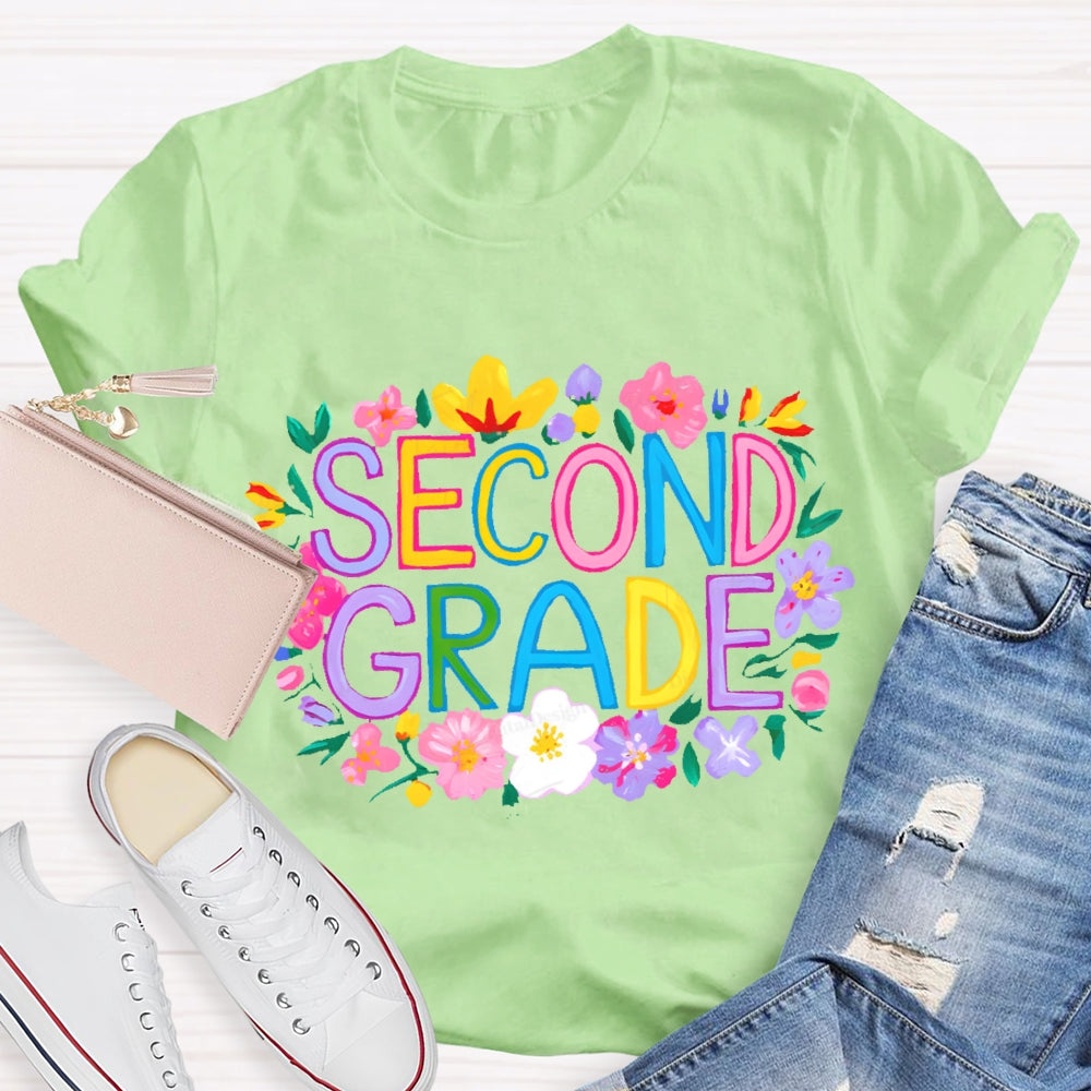 Personalized  Grade Second Grade  Funny Letter Print T-shirt