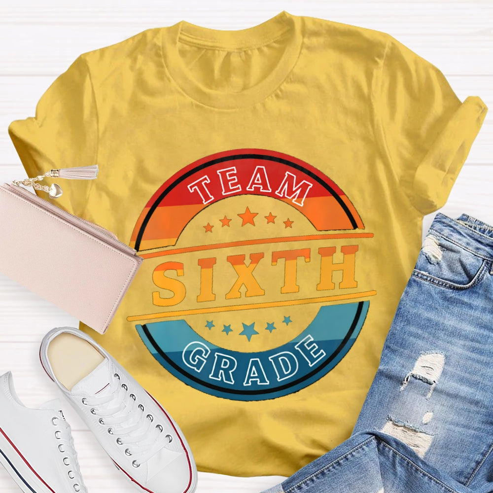 Personalized Grade Sixth Grade Team Colorblock Gradient Print T-shirt