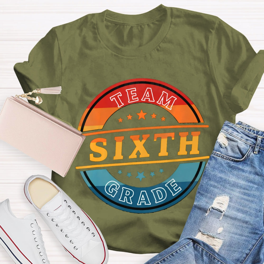 Personalized Grade Sixth Grade Team Colorblock Gradient Print T-shirt