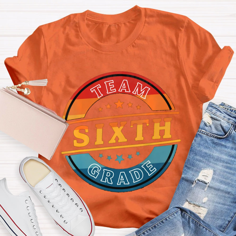 Personalized Grade Sixth Grade Team Colorblock Gradient Print T-shirt