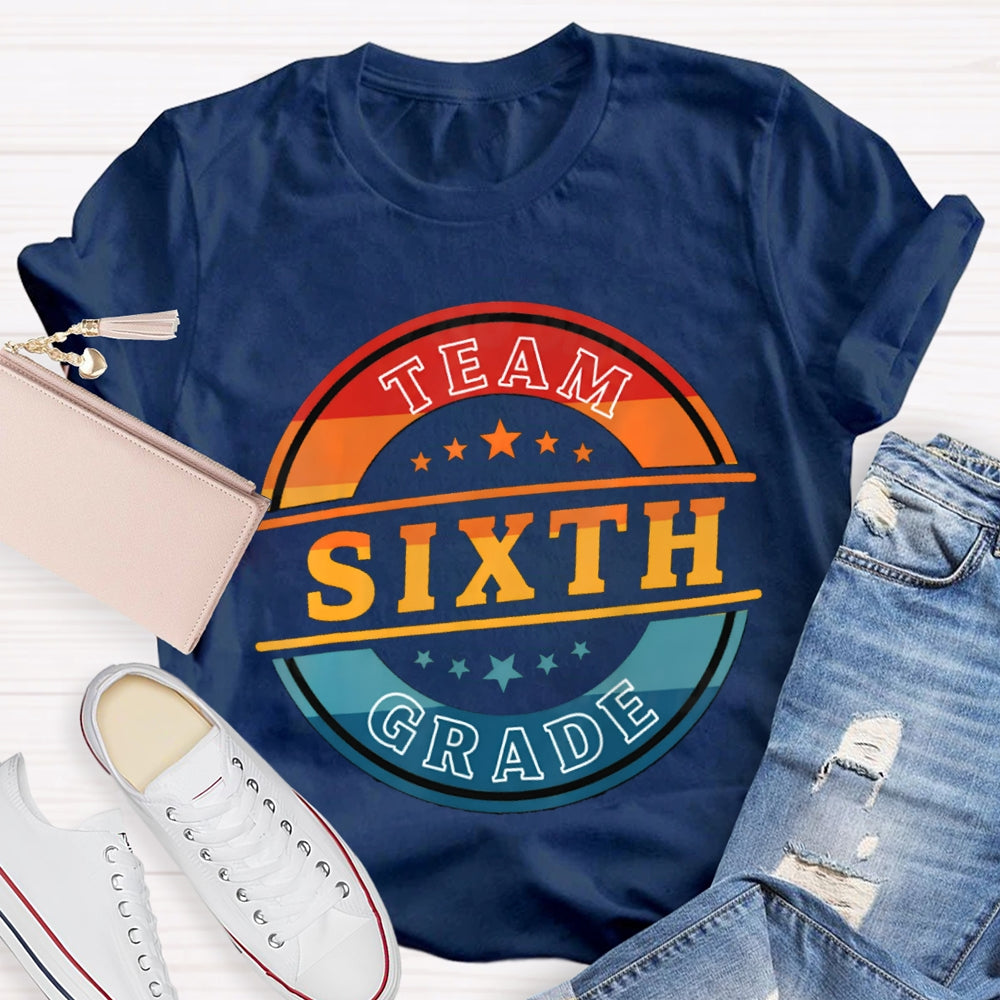 Personalized Grade Sixth Grade Team Colorblock Gradient Print T-shirt