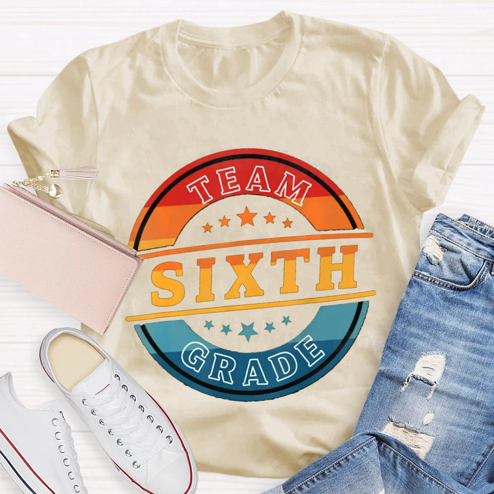 Personalized Grade Sixth Grade Team Colorblock Gradient Print T-shirt