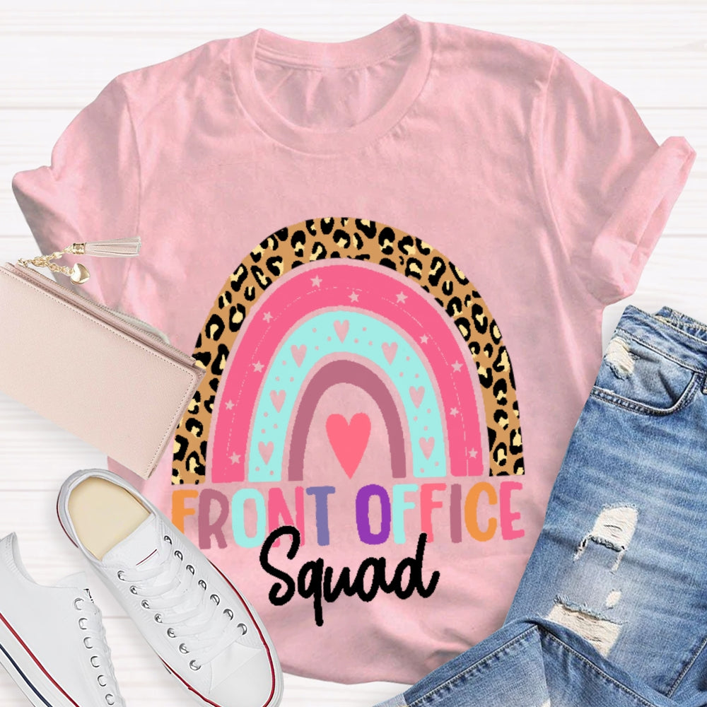 Front Office Squad Rainbow Leopard Print T-shirt