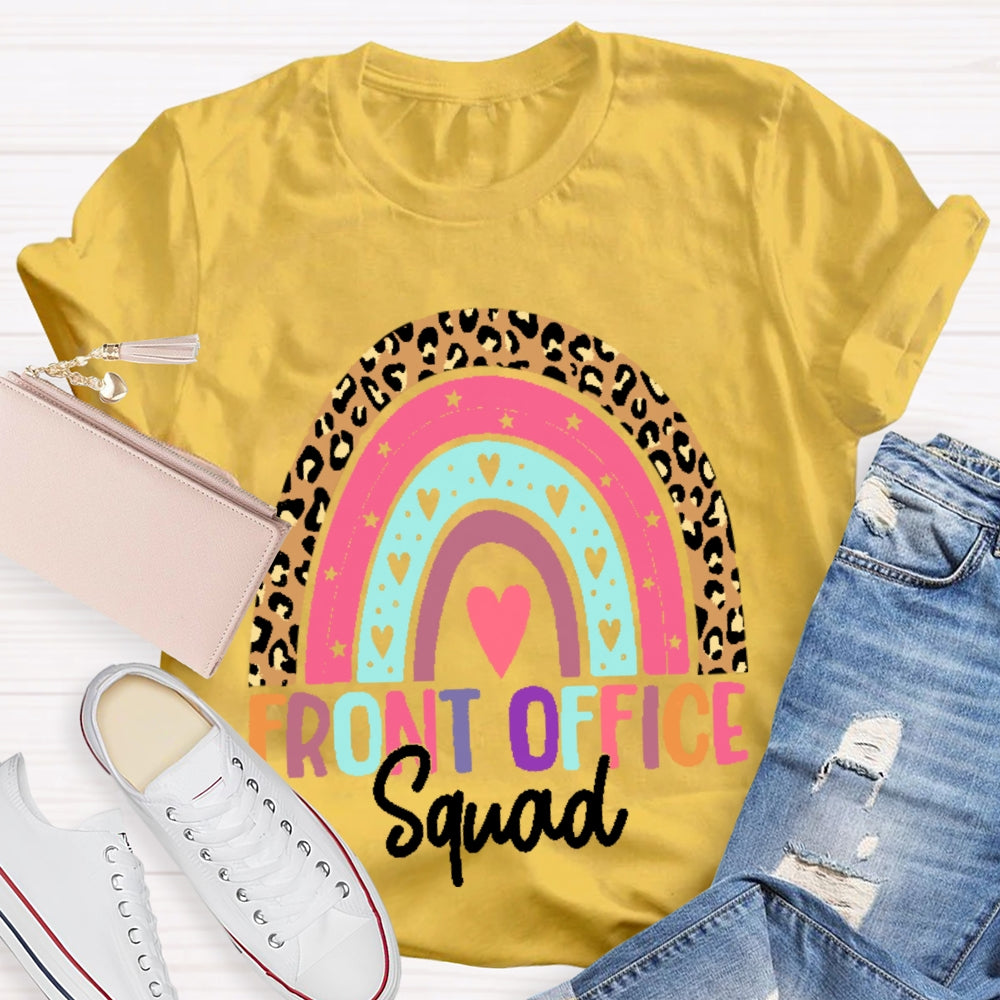 Front Office Squad Rainbow Leopard Print T-shirt
