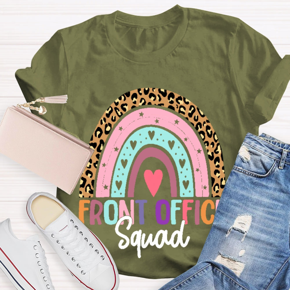 Front Office Squad Rainbow Leopard Print T-shirt