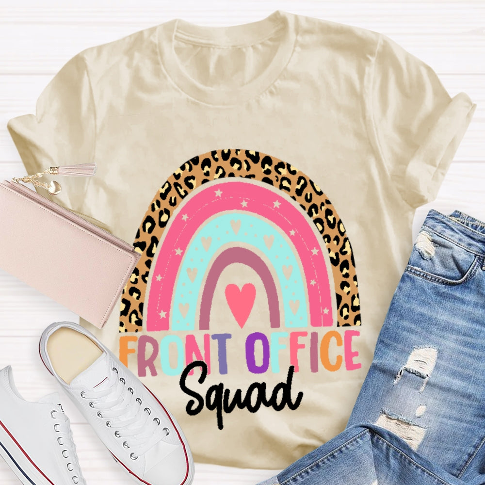 Front Office Squad Rainbow Leopard Print T-shirt