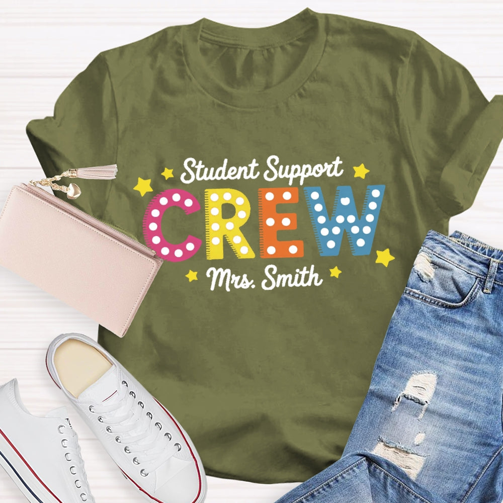 Personalized Name Student Support Crew  Polka Dots T-shirt