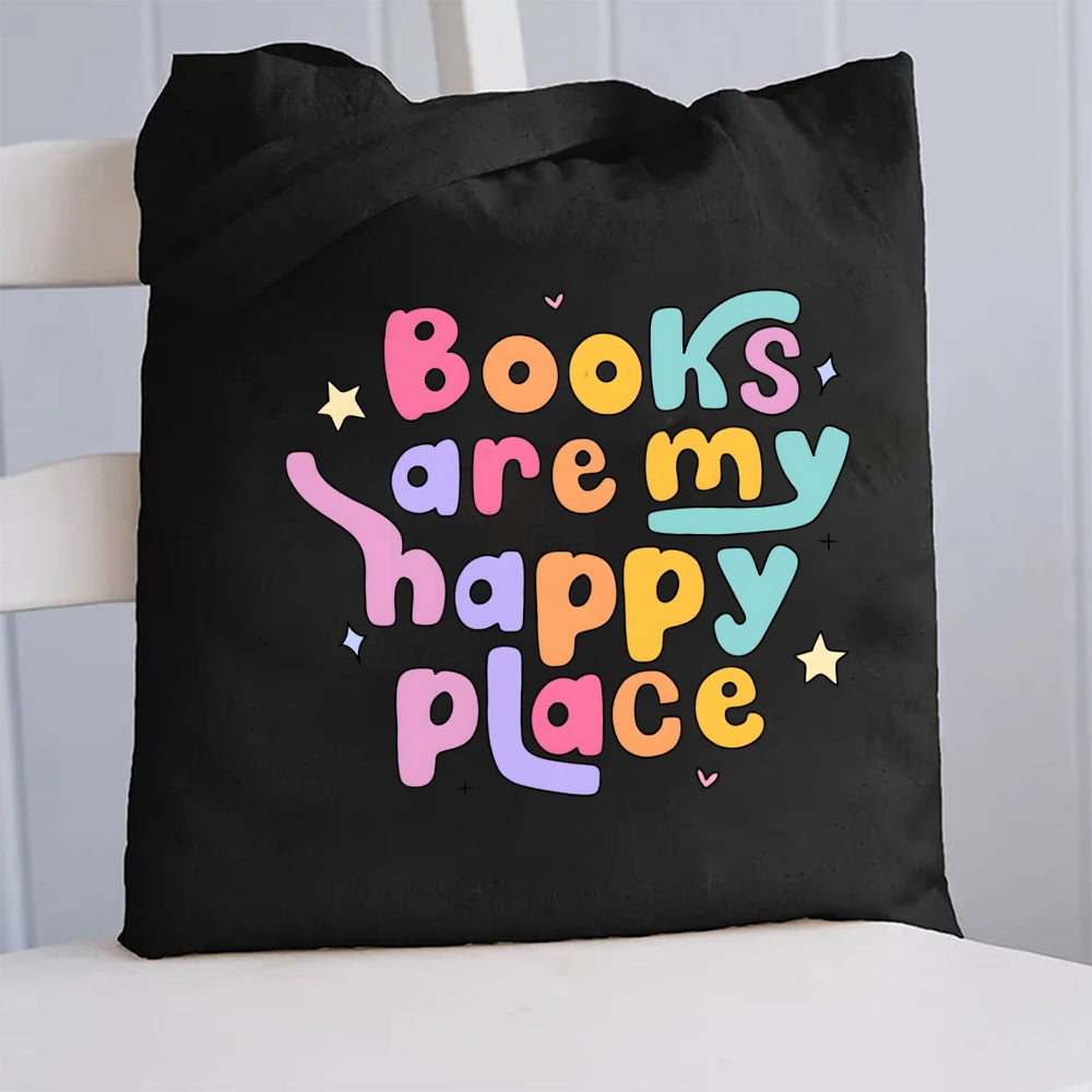 Books Are My Happy Place Canvas Tote Bag