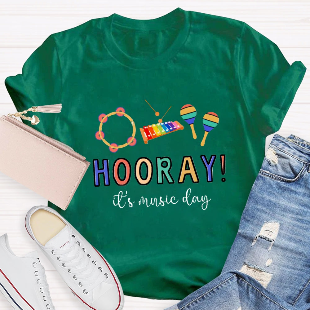 Hooray It'S Music Day  Musical Instrument T-Shirt