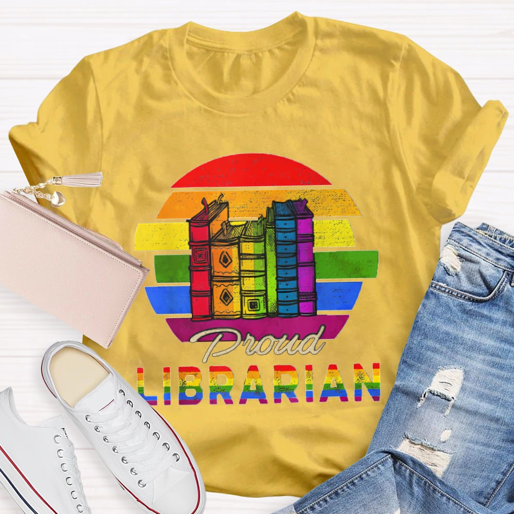 Colorful Gradient Letters Librarian T-shirt