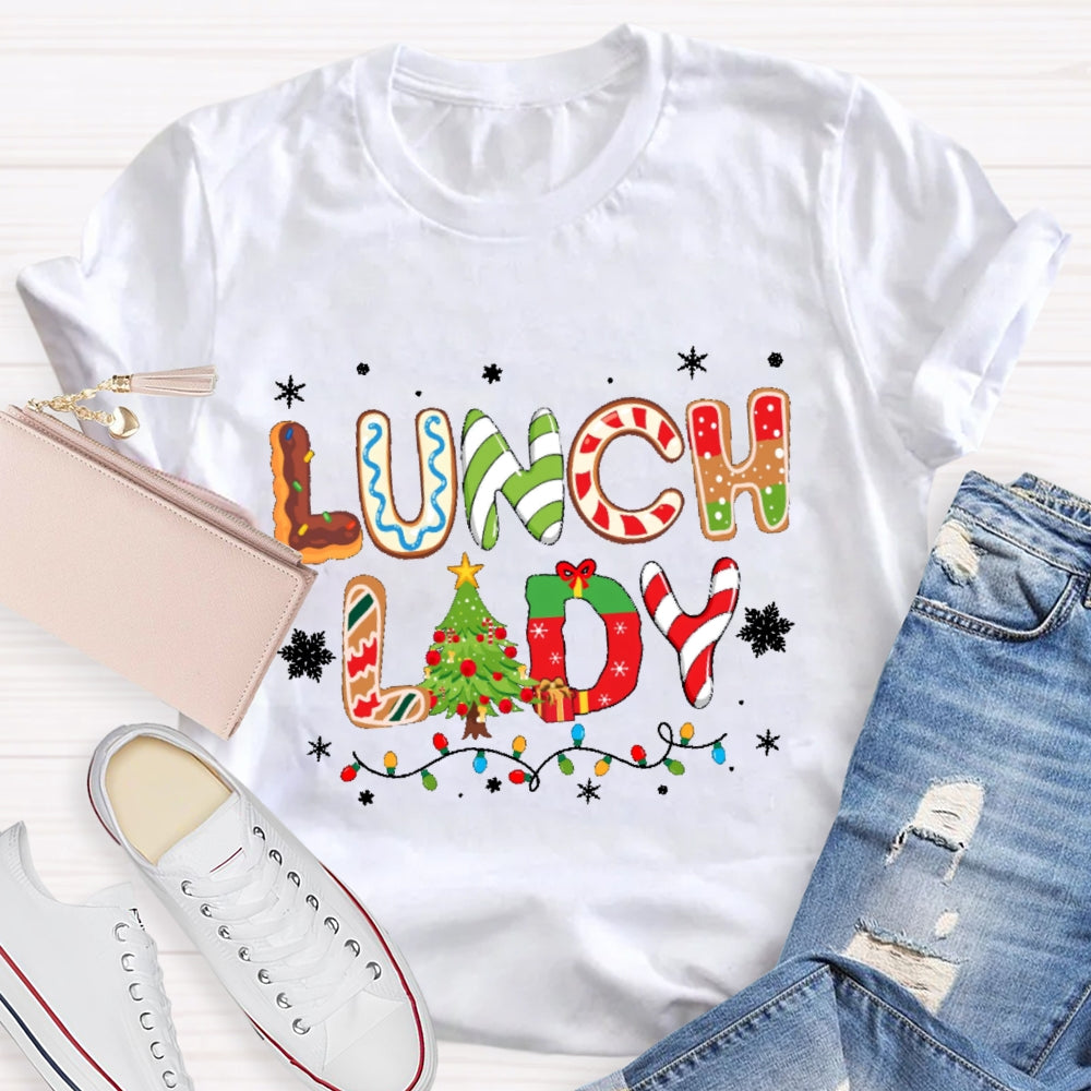 Lunch Lady Christmas Element Pattern T-shirt