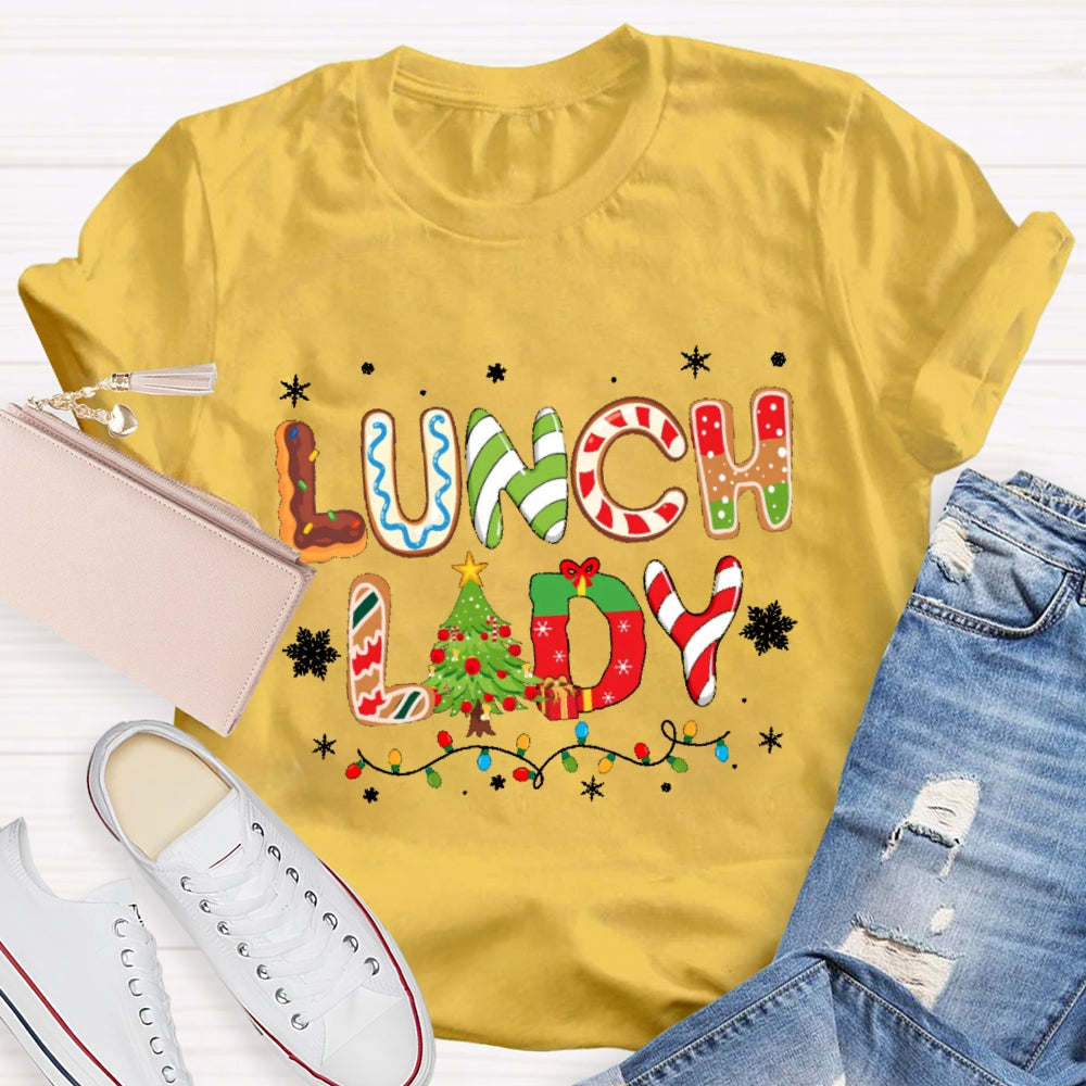 Lunch Lady Christmas Element Pattern T-shirt