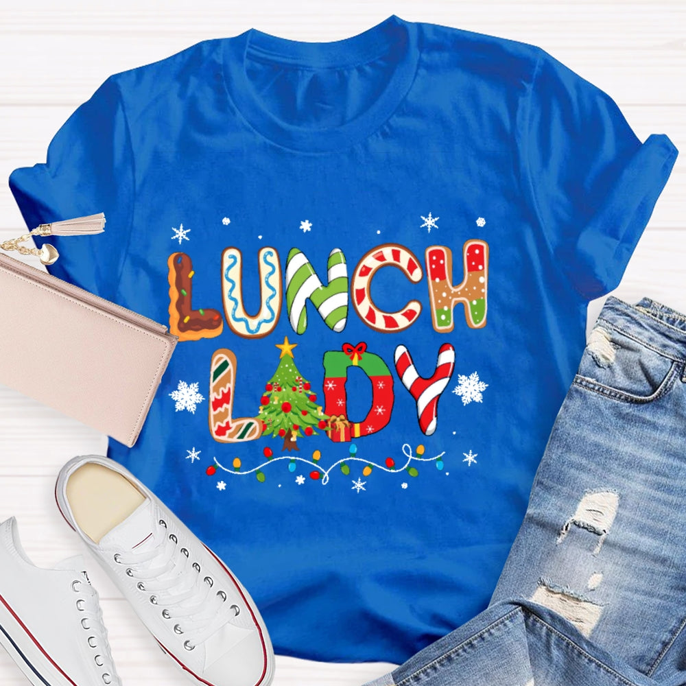 Lunch Lady Christmas Element Pattern T-shirt