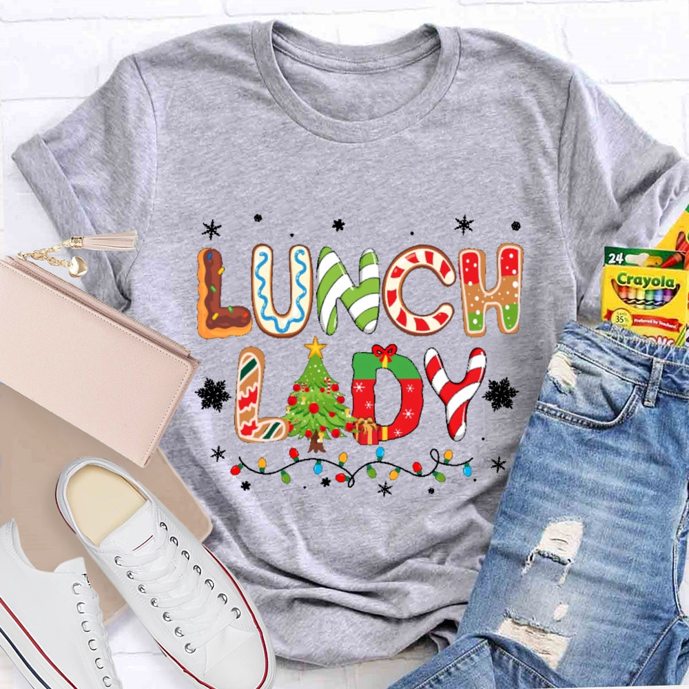 Lunch Lady Christmas Element Pattern T-shirt