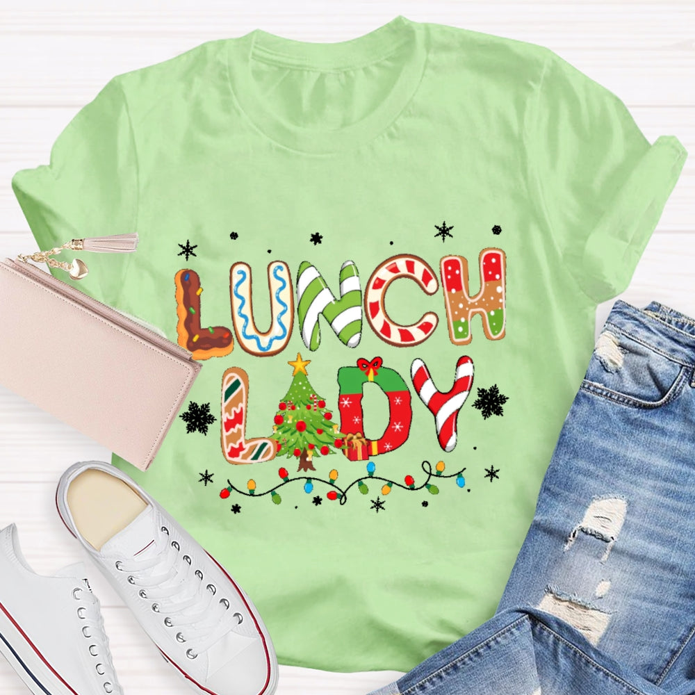 Lunch Lady Christmas Element Pattern T-shirt