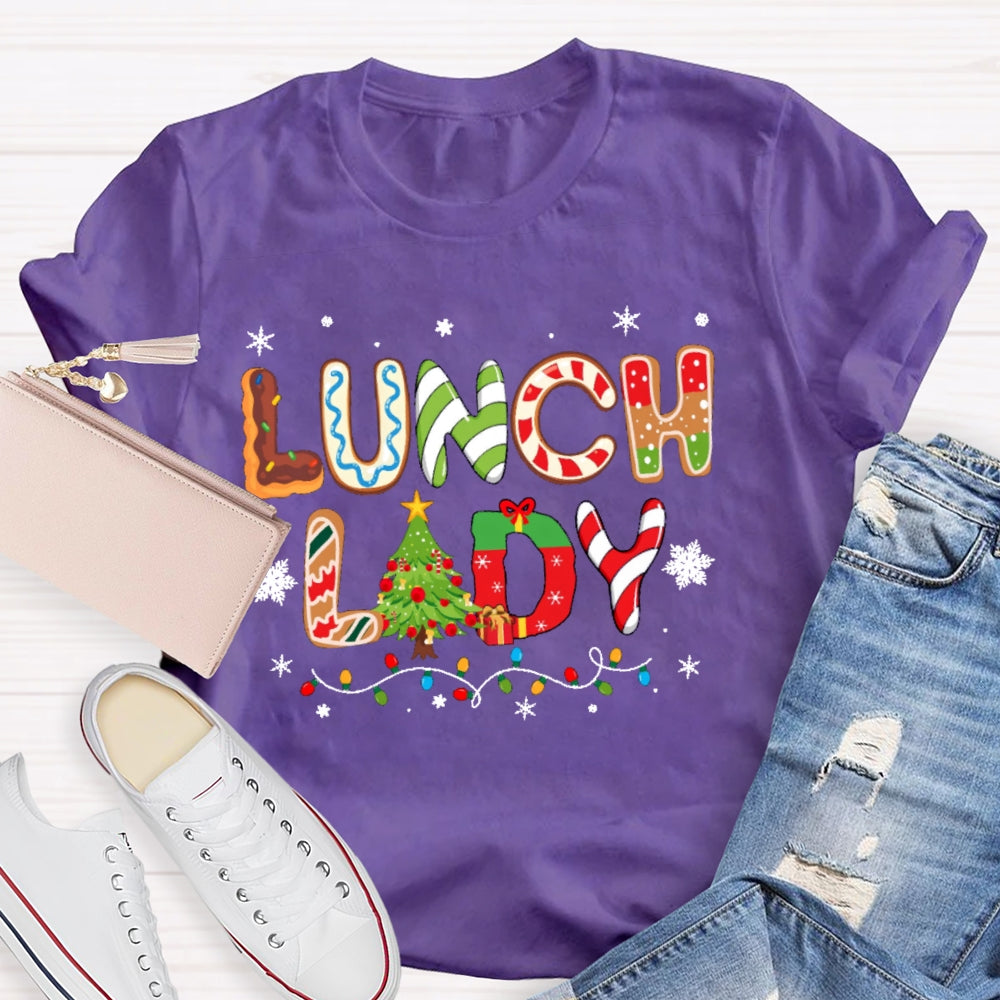 Lunch Lady Christmas Element Pattern T-shirt