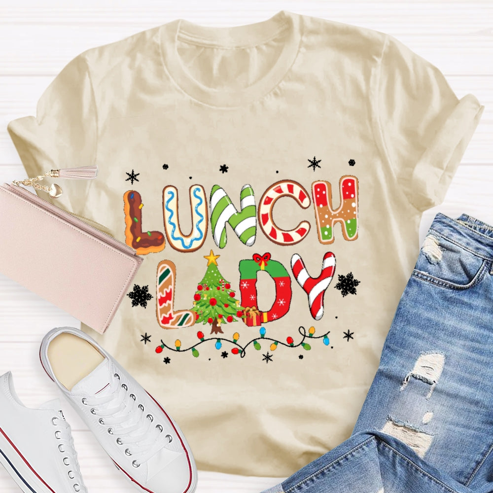 Lunch Lady Christmas Element Pattern T-shirt