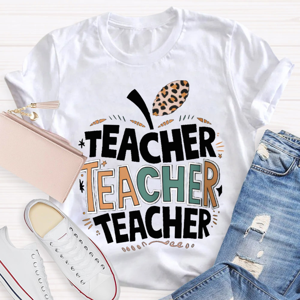 Welcome Back To School Apple Pattern Print Teacher T-shirt