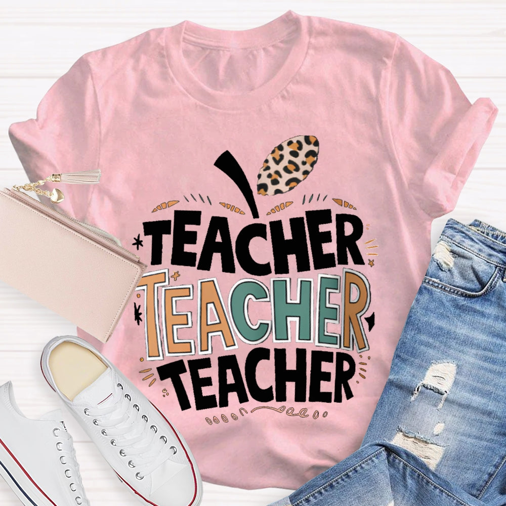Welcome Back To School Apple Pattern Print Teacher T-shirt