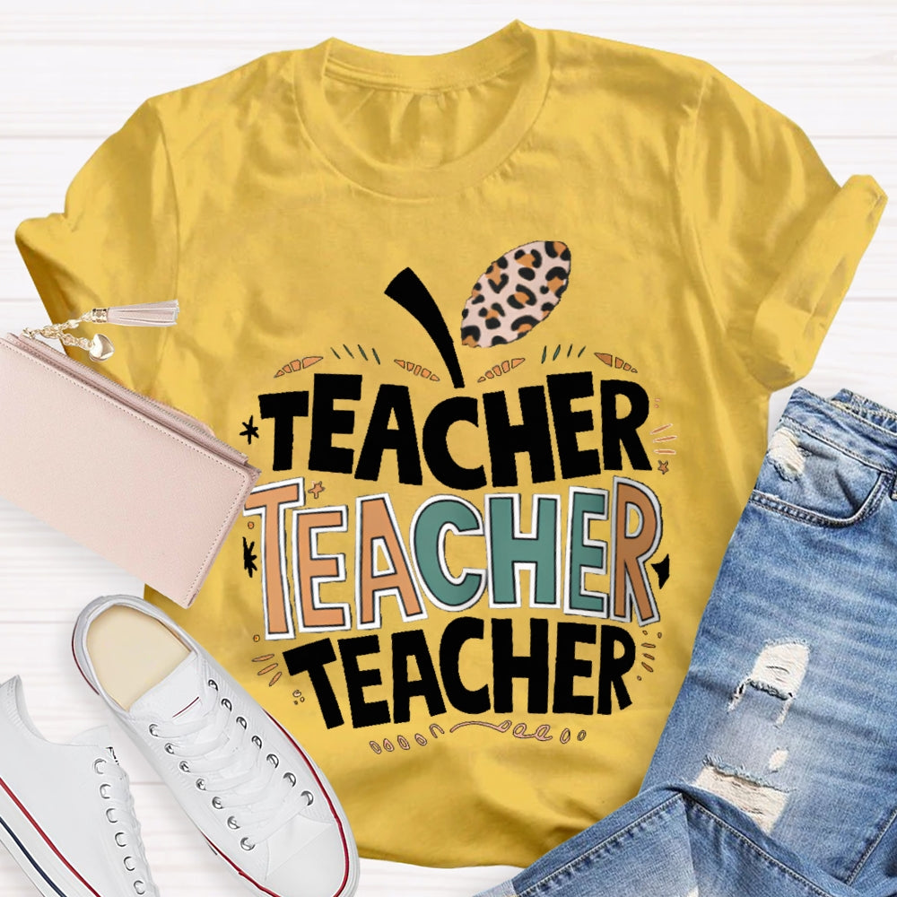 Welcome Back To School Apple Pattern Print Teacher T-shirt