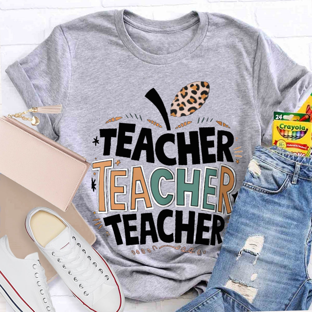 Welcome Back To School Apple Pattern Print Teacher T-shirt