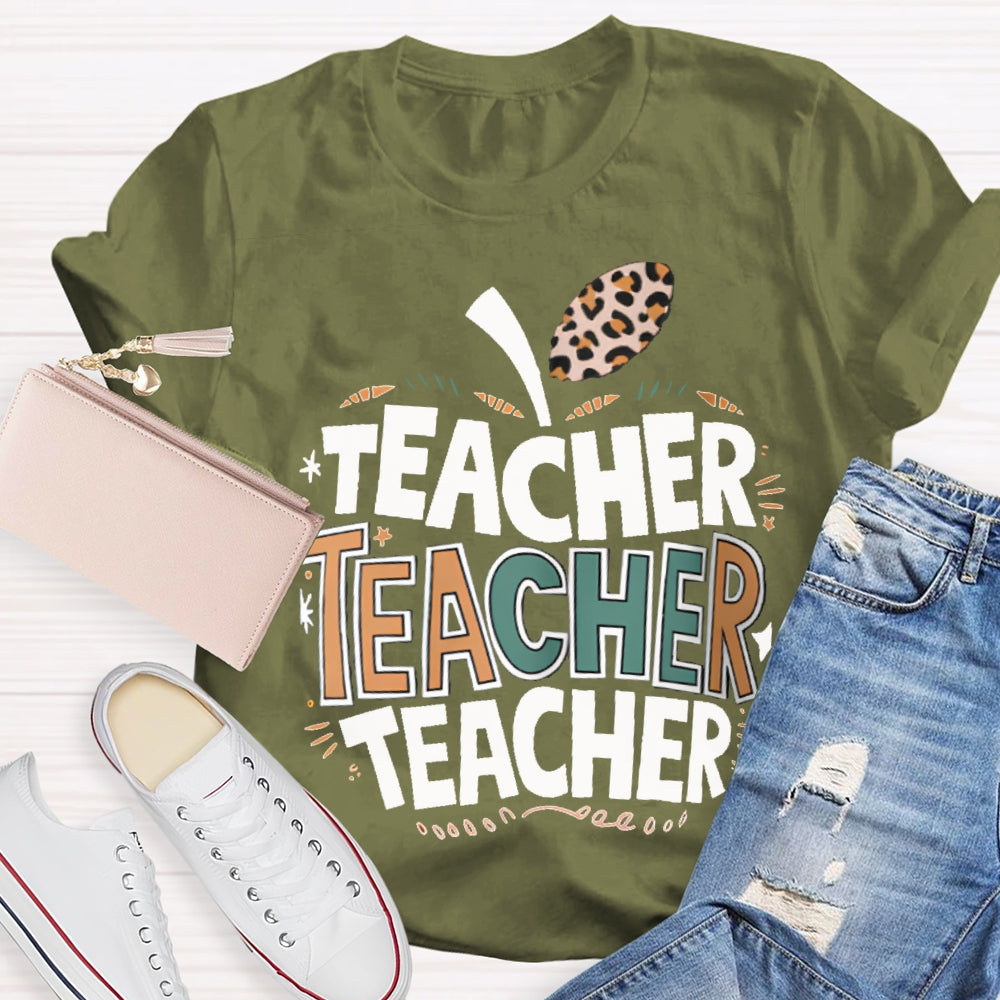 Welcome Back To School Apple Pattern Print Teacher T-shirt