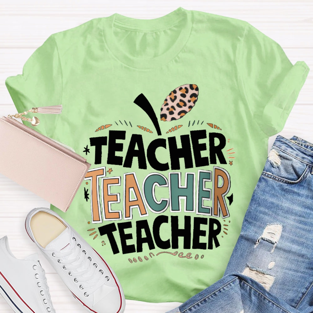 Welcome Back To School Apple Pattern Print Teacher T-shirt