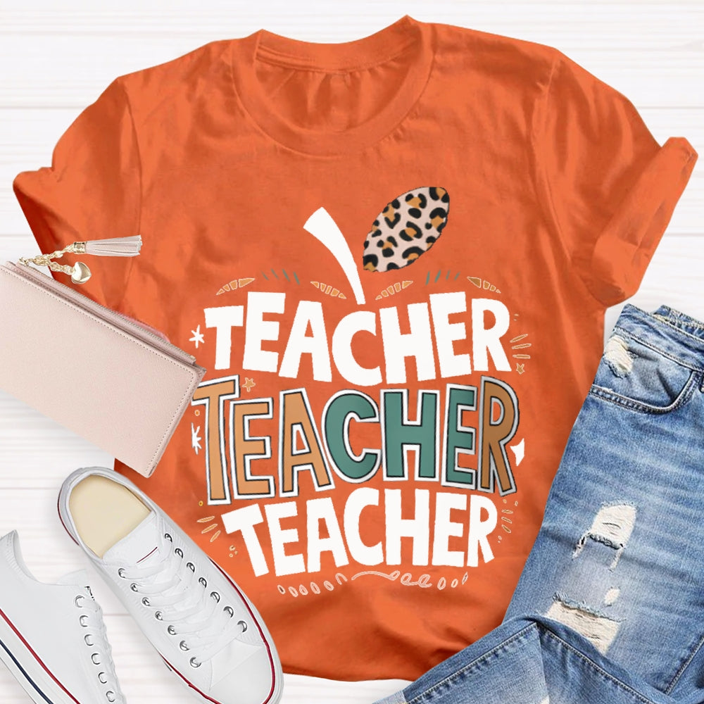 Welcome Back To School Apple Pattern Print Teacher T-shirt