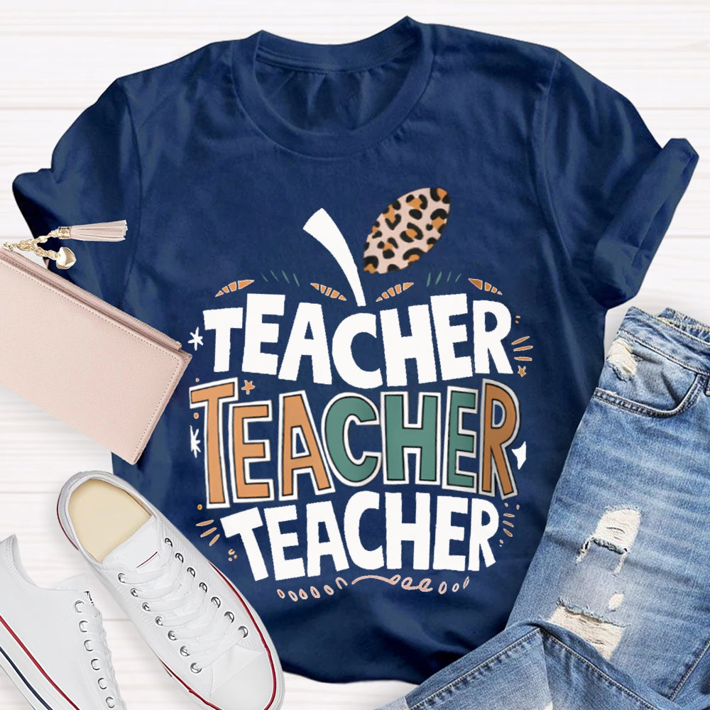 Welcome Back To School Apple Pattern Print Teacher T-shirt