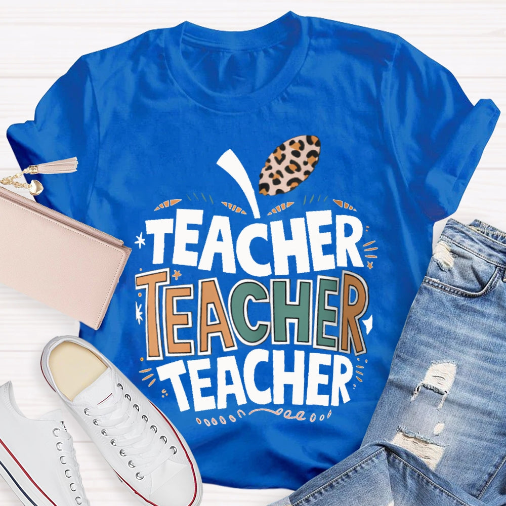 Welcome Back To School Apple Pattern Print Teacher T-shirt