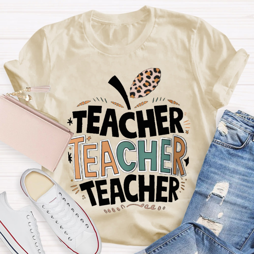 Welcome Back To School Apple Pattern Print Teacher T-shirt
